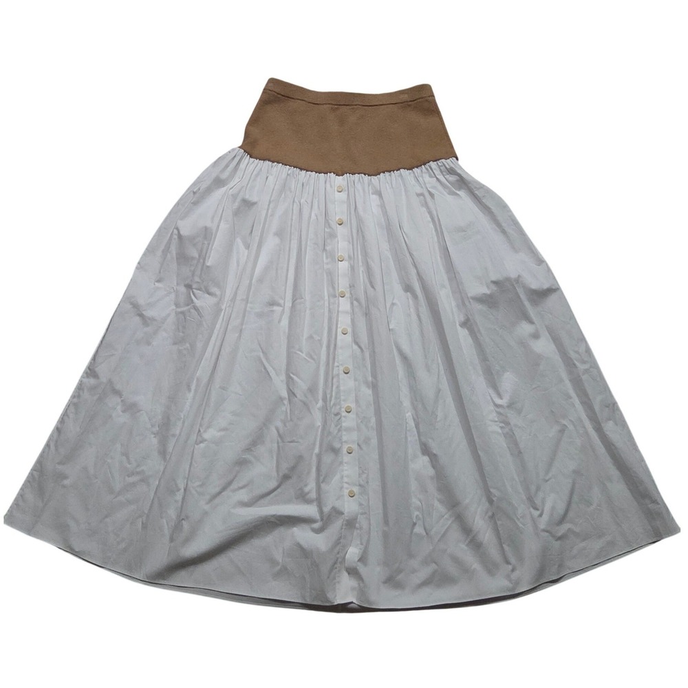 NAADAM Quiet Luxury Mixed Media Cashmere Preppy Academia Hamptons Midi Skirt S